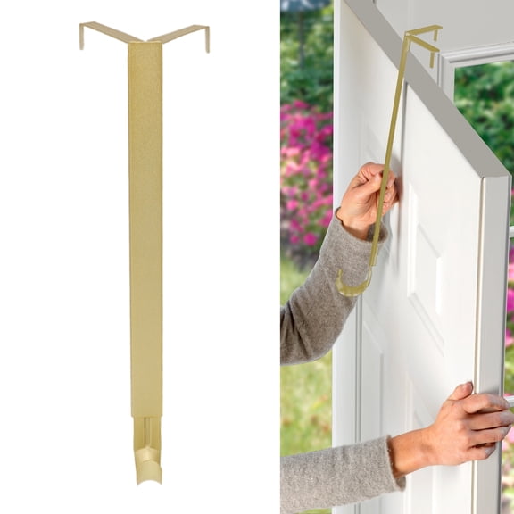 Haute Decor Adaptâ„¢ Adjustable Wreath Hanger, Top & Length Adjustable Version - Textured Gold
