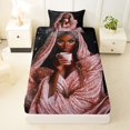 thumbnail image 3 of Castle Fairy Glam Black Woman Twin Sheets 3pcs,Stars Print Bedding,Pink White,1 Fitted Sheet, 1 Flat Sheet and 1 Pillowcase, 3 of 6