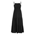 thumbnail image 6 of Up to 30% off Clearance! Zanvin Fall Dresses 2022, Women Maxi Dress, Summer Beach Sundresses, Bohemian Spaghetti Strap Smocked Tiered Sleeveless Long Dresses, Black, S, 6 of 7