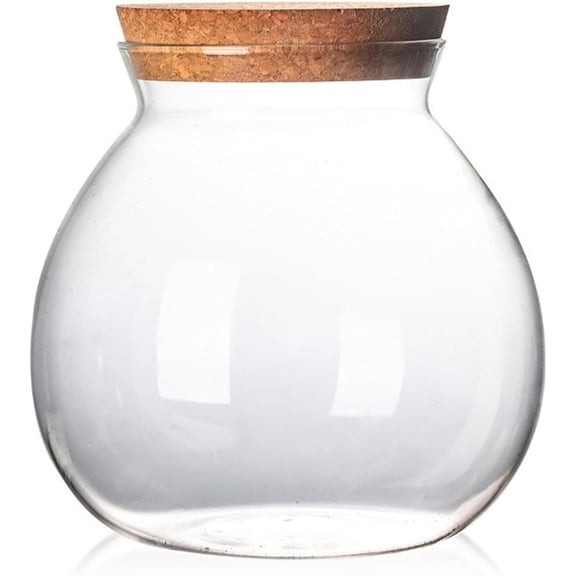 1800ml Glass Terrarium Jar with Cork Lid - Closed Container for Succulents, Air Plants, and Moss(1Pcs, B)