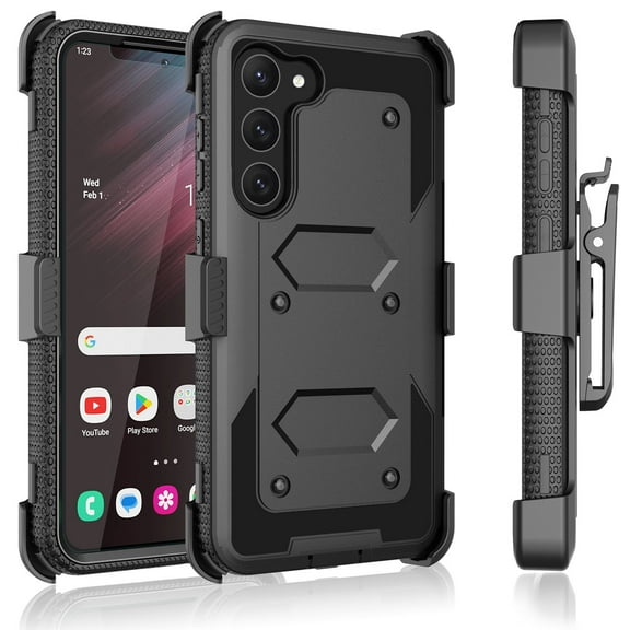 Takfox Case For Samsung Galaxy S23,S23 Plus,S23 Ultra 5G ,Shockproof Heavy Duty Rugged Locking Swivel Holster Belt Clip Kickstand Full Body Hard Shell Phone Cover Case,Black