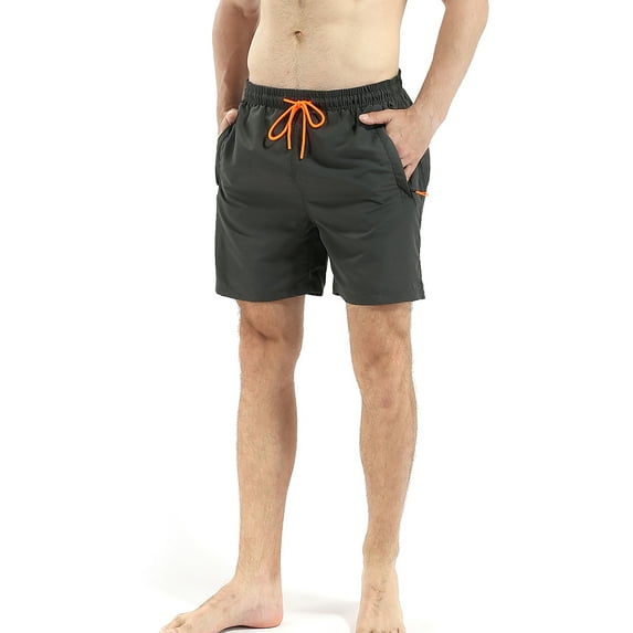 Hanerdun Men Swim Trunks Male Waterproof Beach Shorts Quick Dry Pocket Swimwear Dark Gray 2XL