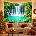 thumbnail image 3 of Lush Tropical Waterfall Cascading in a Rainforest Scene, Peaceful Coastal Style for Nature Enthusiasts, Wall Art Home Decor, Housewarming Gift, Tapestry Wall Hanging for Bedroom and Living Room, 3 of 7