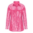 thumbnail image 3 of AherBiu Sequin Shirts for Women Long Sleeve Lapel V Neck Sparkly Oversized Party Tops Glitter Blouse Club Wear, 3 of 5