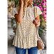 thumbnail image 5 of Floral ruffle manga blusa impresa plisada cuello redondo manga corta blusa para mujer dama verano, 5 of 8