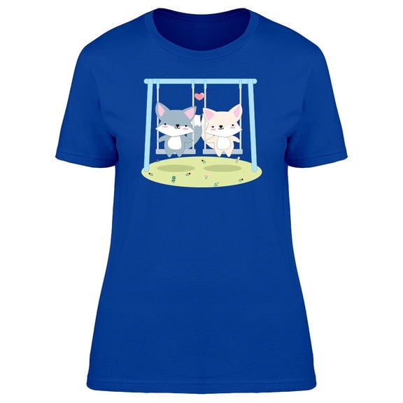 Foxes Playing On Swing T-Shirt Women -Image by Shutterstock, Female Small