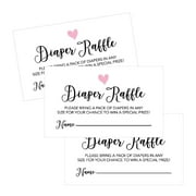 25 Diaper Raffle Ticket Lottery Insert Cards For Pink Girl Heart Baby Shower Invitations, Supplies and Games For Baby Gender Reveal Party, Bring a Pack of Diapers to Win Favors, Gifts and Prizes