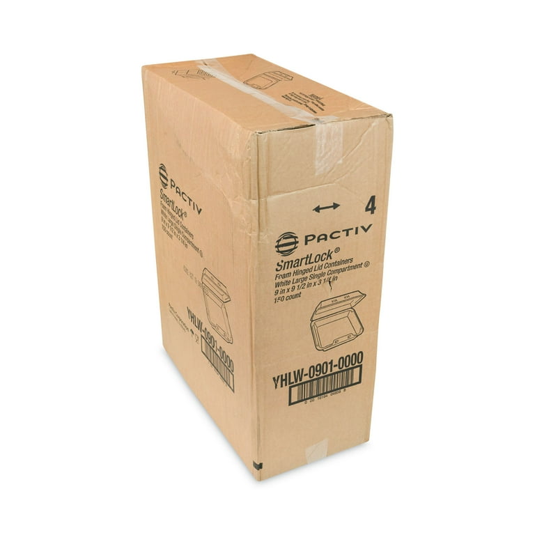 SmartLock Foam Hinged Lid Container, Large, 9 x 9.13 x 3.25, White, 150/Carton SmartLock Foam Hinged Lid Container, Large, 9 x 9.13 x 3.25, White, 150/Carton