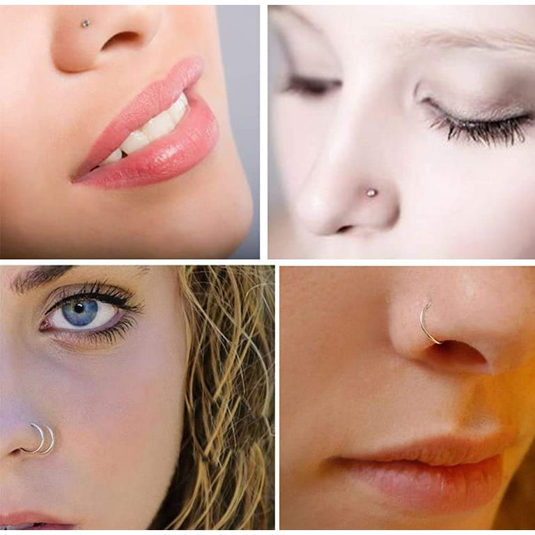 Emlimny 22 Pcs Nose Rings Hoop Surgical Stainless Steel Nose Rings