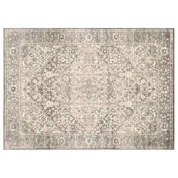 Mainstays Vintage Persian Distressed Area Rug, Beige with Light Brown, 5 ft x 7 ft, Machine Washable, Bedroom, Living Room, Dining Room.
