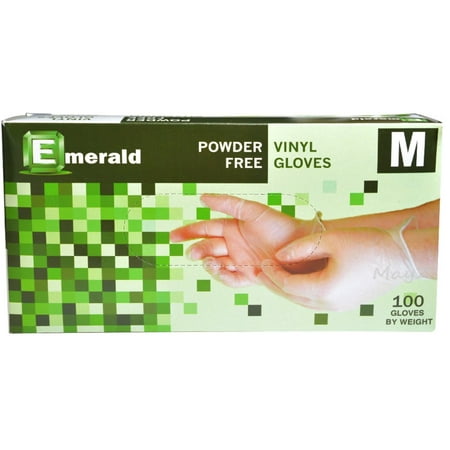 Emerald Powder-Free and Latex-Free Vinyl Gloves Medium 1000 Pair/Box