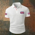 thumbnail image 3 of Telankuip British Celebration Flag Print Polo Shirts for Men Classic Lapel Button Short Sleeve Pullover Top Summer Soft Comfy Breathable Waffle Tee for Business Leisure Wear 9-White XXL, 3 of 3