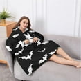 thumbnail image 5 of Oversized Wearable Blanket Hoodie,Halloween Bat Silhouettes Sherpa Blanket Hoodie with Super Pockets,Super Warm Fuzzy Pullover for Women & Men, 5 of 6