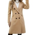 thumbnail image 3 of Womens Long Double Breasted Coats Lapel Collar Pea Coat Winter Slim Fit Jackets Trench Coat Outwear Brown XXL, 3 of 10