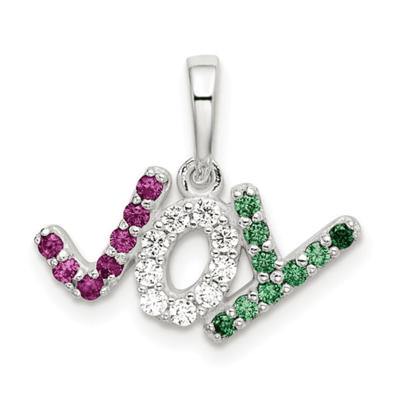 Fine Color Jewels Cubic Zirconia Joy Pendant Women’s 925 Sterling Silver Multi Color Round CZ Polished Pendant