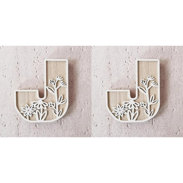 Desktop Ornament 5 Inch 26 Letter Wall Decoration Craft Wooden Letters Sign for 's Room Wedding Home Interior*2 Pack