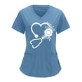 thumbnail image 1 of Monos de color sólido con cuello en V para mujer, camisetas de uniforme de trabajo de manga corta con estampado de posicionamiento parcial Pompotops  hkajfhjk472311, 1 of 6
