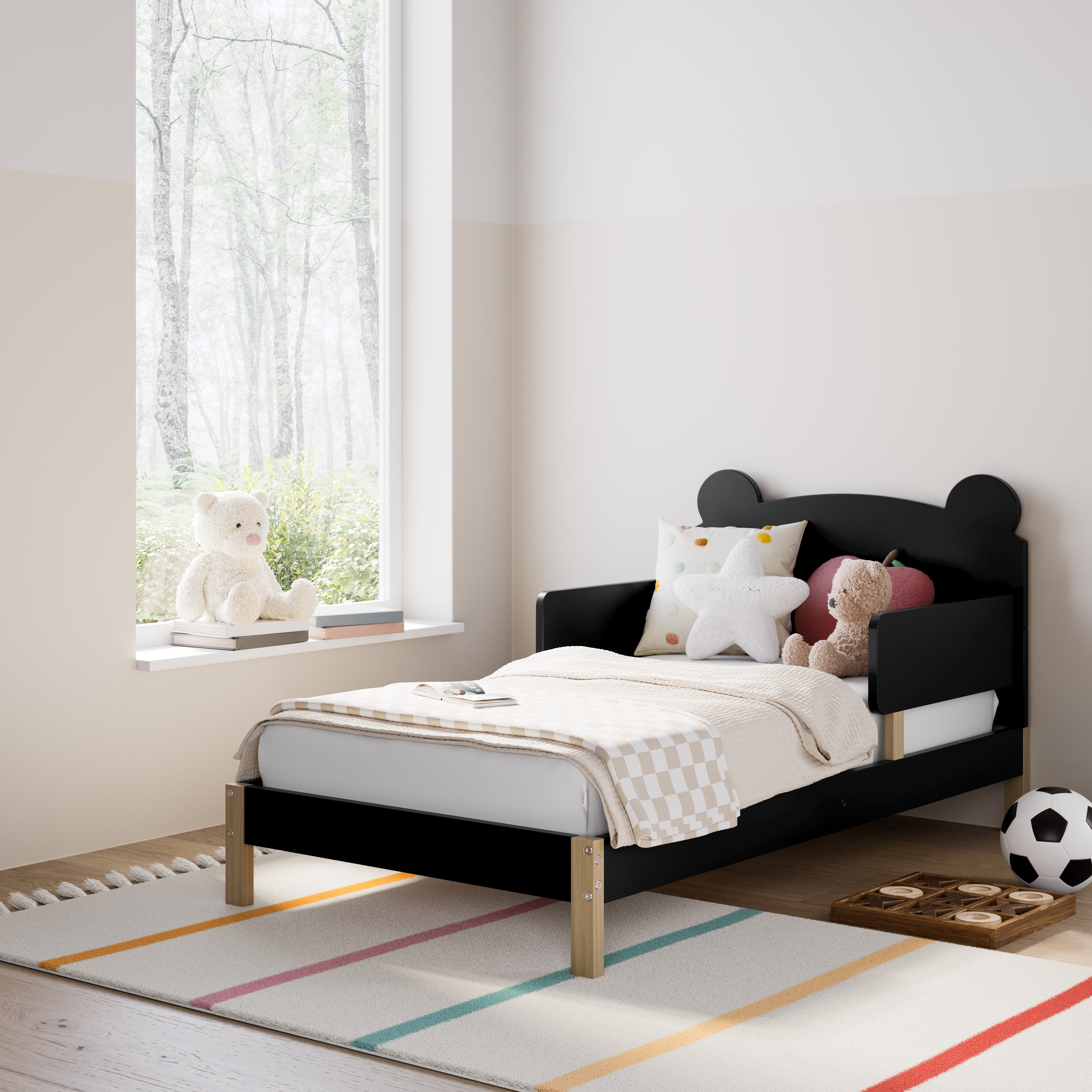 Storkcraft Teddy Bear Toddler Bed, Black with Driftwood
