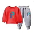 thumbnail image 4 of Toddler Baby Boy Clothes Solid Color Long Sleeve Crewneck Sweatshirt Top and Pants Set 2Pcs Fall Winter Outfits 6-12 Months 12-24 Months 2T 3T 4T 5T 6T 7T 8T 9T Children(Red,4-5 Years), 4 of 6