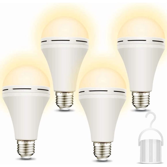 Emergency-Rechargeable-Light-Bulb, Stay Lights Up When Power Failure, 1200mAh15W 80W Equivalent LED Light Bulbs for Home, Camping, Tent (Soft Warm)