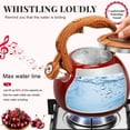 thumbnail image 5 of Uscover 3L Loud Whistling Stovetop Tea Kettle, Teapot Whistling Kettle with Wood Pattern Handle Loud Whistle, Food Grade Stainless Steel Tea Pot for Stovetops Water Kettle(Gradient Red), 5 of 10