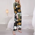 thumbnail image 3 of Yiaed Pineapple With Black Glasses Print Pajamas Women's Long Sleeve Sleepwear Soft Button Down Loungewear Pjs Lounge Set Nightwear Womens Pajama Pants-Large, 3 of 7