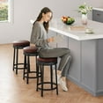 thumbnail image 6 of Garvee Set of 4 Swivel Bar Stools, 24" Counter Height Barstools with PU Leather Cushion, Backless Round Kitchen Bar Stools with Footrest, Brown Metal Frame, 6 of 7