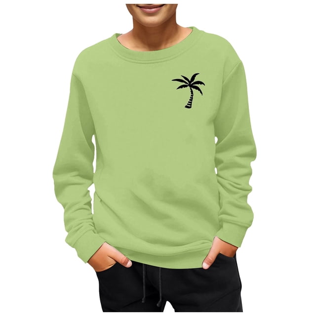 Ketyyh-chn99 Chandail à Col Rond pour Bébé Fille Garçon, Tendance Mode, Chandail à Capuchon Imprimé à Col Rond pour Garçons, Haut pour 5-6 Ans, Vert