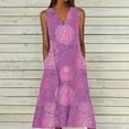 thumbnail image 2 of LOVZFMLL Dresses for Women Beach Sundresses Vacation 2025 Boho Floral Printed Casual Button V Neck Sleeveless Summer Dresses Purple B M, 2 of 5