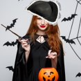 thumbnail image 6 of Slccxzc Vintage Lace Edge Wide Brim Pirate Hat for Halloween Party Decors, 6 of 7