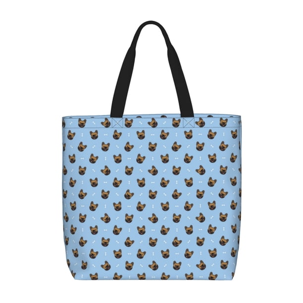 Easygdp french Bulldog Face Bolsa Tote para Mujer, Bolso de Hombro para Trabajo, Playa, Viajes, Compras y Supermercado