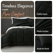 Queen Size 3-Piece All-Season Down Alternative Comforter Set Deep Black (Comforter and Pillowcase Bedding Set / bed in a bag) for Adults and Teens by KINMEROOM