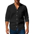 thumbnail image 5 of Men's Casual Two Piece Set Long Sleeved Top with Elastic Waist and Drawstring Pockets Beach Vacation Loungewear Outfits for Men | AESTIVO,Black XL, 5 of 9