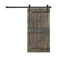 thumbnail image 4 of ISLIFE 42 in x 84 in K Style Soild Wood Sliding Barn Door With Installation Hardware Kit (Smoky Gray), 4 of 5