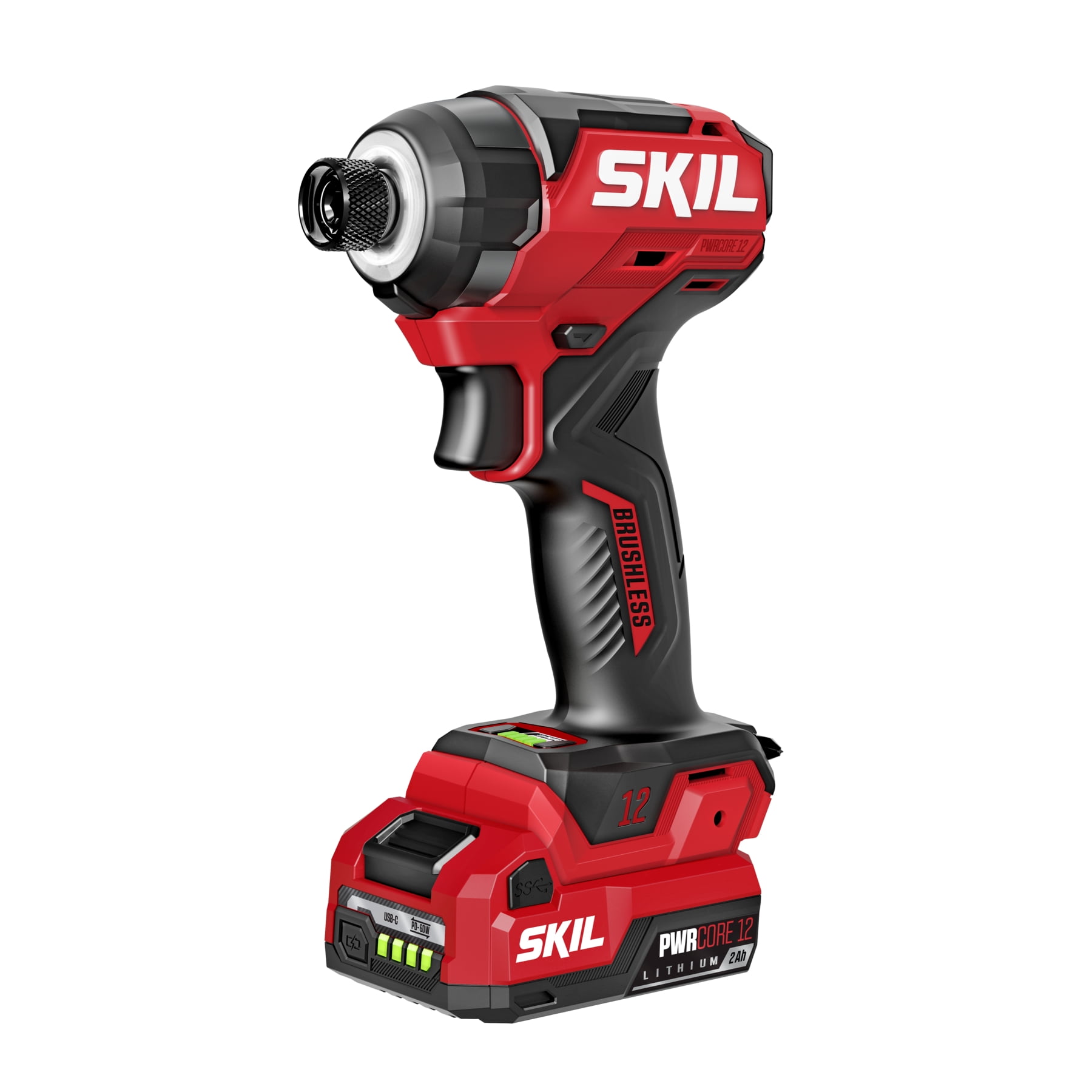 SKIL PWRCORE 12™ Brushless 12V 1/4 In. Compact Impact Driver with 2.0Ah USB-C Battery and 20W PD Charger-ID6744A-11