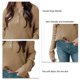 thumbnail image 5 of Blusa de mujer con botones de manga larga y hombros caídos, blusa de corte informal transpirable a la moda para mujer, color caqui S, 5 of 6