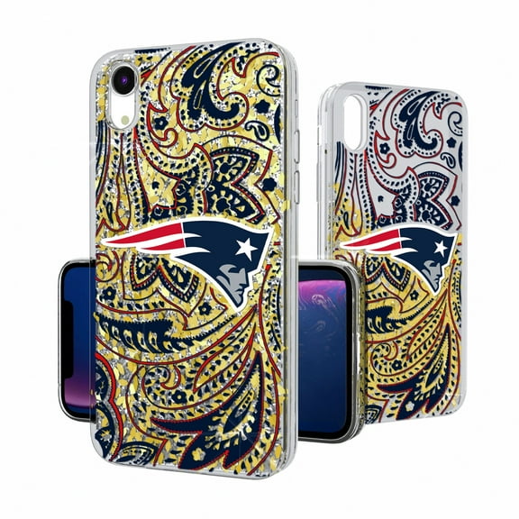 New England Patriots iPhone Paisley Design Glitter Case