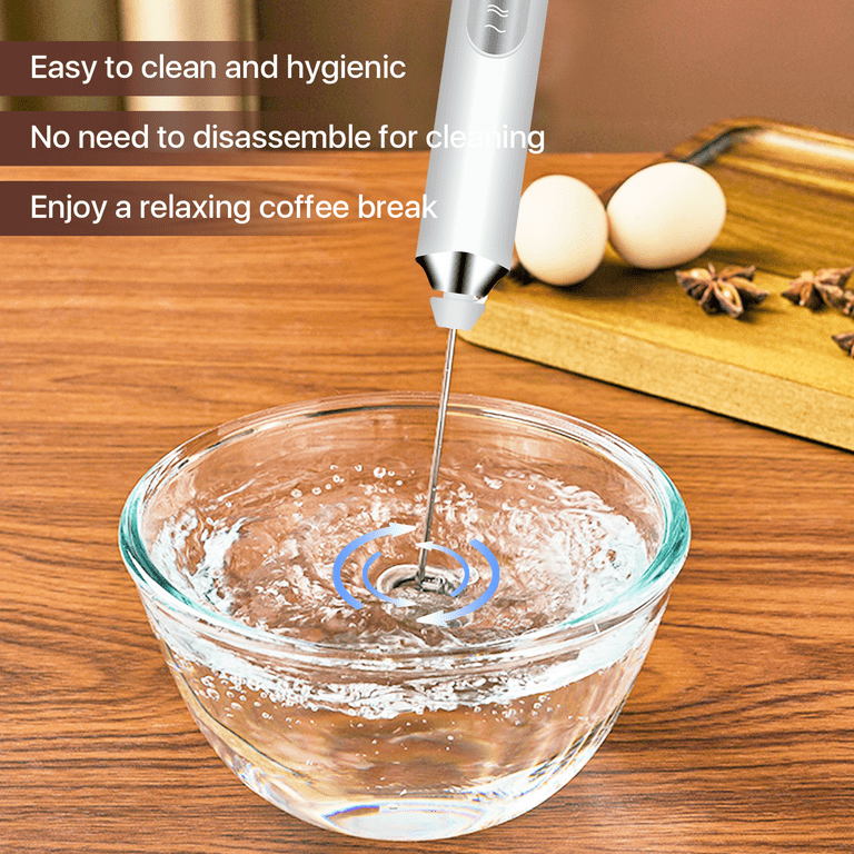 DIKTOOK Electric Milk Frother Handheld Foam Maker for Coffee Latte Drink  Mixer Whisk White 