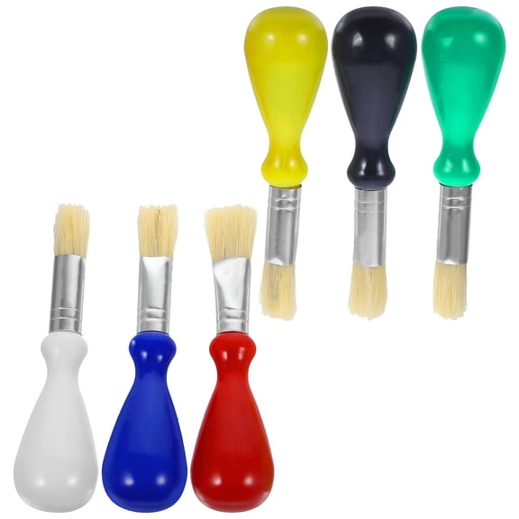 CCOCC Kids Paint Brushes 6pcs Plastic Handle Chubby Paint Brushes for Watercolor,3.94"X1.02"X1.02"