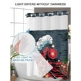 thumbnail image 6 of No Hook Shower Curtain with Snap-in Liner, Red Trains Waterproof Fabric Bathroom Curtains, Shabby Chic Cartoon Retro Flowers Artwork Bath Curtains & Mesh Top Window 66"x72", 6 of 9