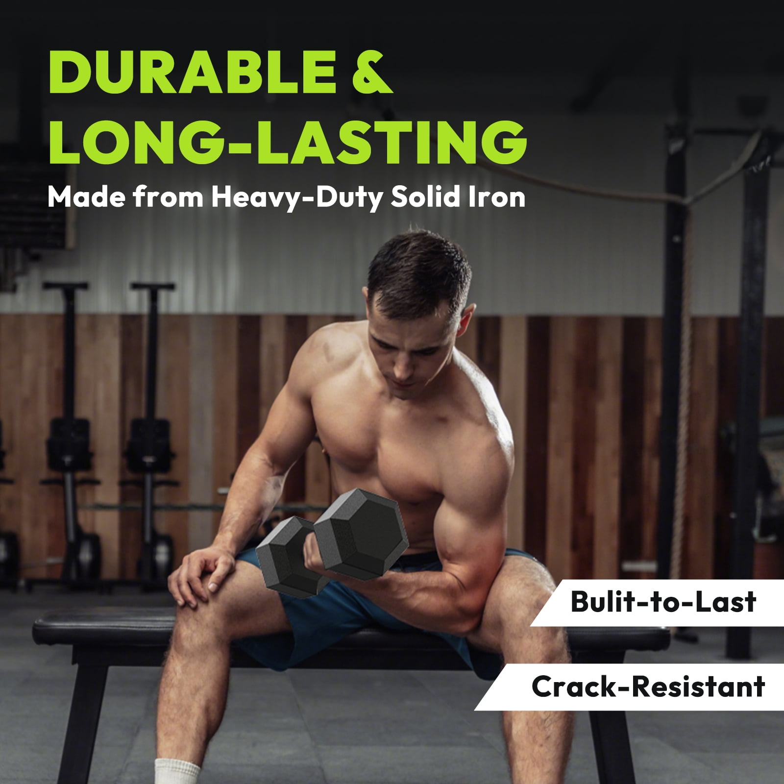 HANDBODE Hex Rubber Dumbbells, Non-Slip Handle Design for Secure & Comfortable Grip, Hand Weights for Strength Training and Home Gym / 170 LB