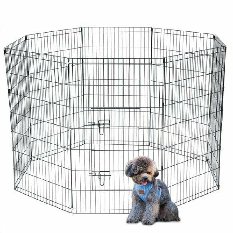 New 42" Metal Playpen Tall Wire Fence Pet Dog Cat Folding Exercise Yard 8 Panel 