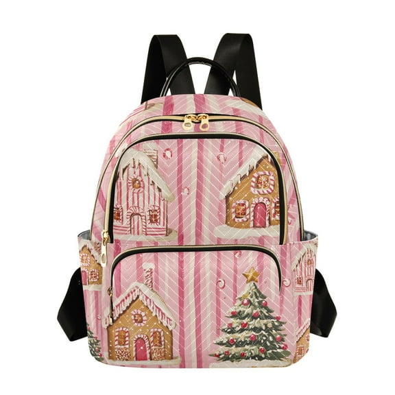 FORMRS Mini Backpack Purse for Women Travel Daypack Casual Shoulder Bag, Gingerbread Houses