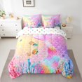 thumbnail image 2 of Erosebridal Kawaii Merimaid Bedding Sets Queen Size, Starfish Jellyfish Comforter Sets with Sheets, Fish Scale Decor, Reversible, 2 of 5