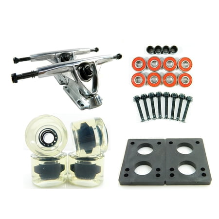 LONGBOARD PARTS PACKAGE 180mm Raw Trucks 70mm Gel Clear Wheels/Bearings/HW price history on PriceWatchPro