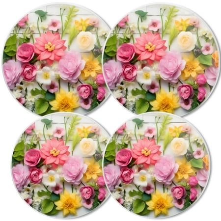 

Gas Stove Burner Cover White Electric Stove Top Protector Easy to Clean Assorted Flowers On A White Wooden Background