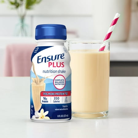 Ensure Plus Meal Replacement Nutrition Shake, Vanilla, 16g Protein, 8 fl oz - 16 Pack