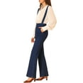 thumbnail image 4 of INSPIRE CHIC Women's Zip Front Bell Bottoms Long Overalls Jumpsuit Blue M, 4 of 6