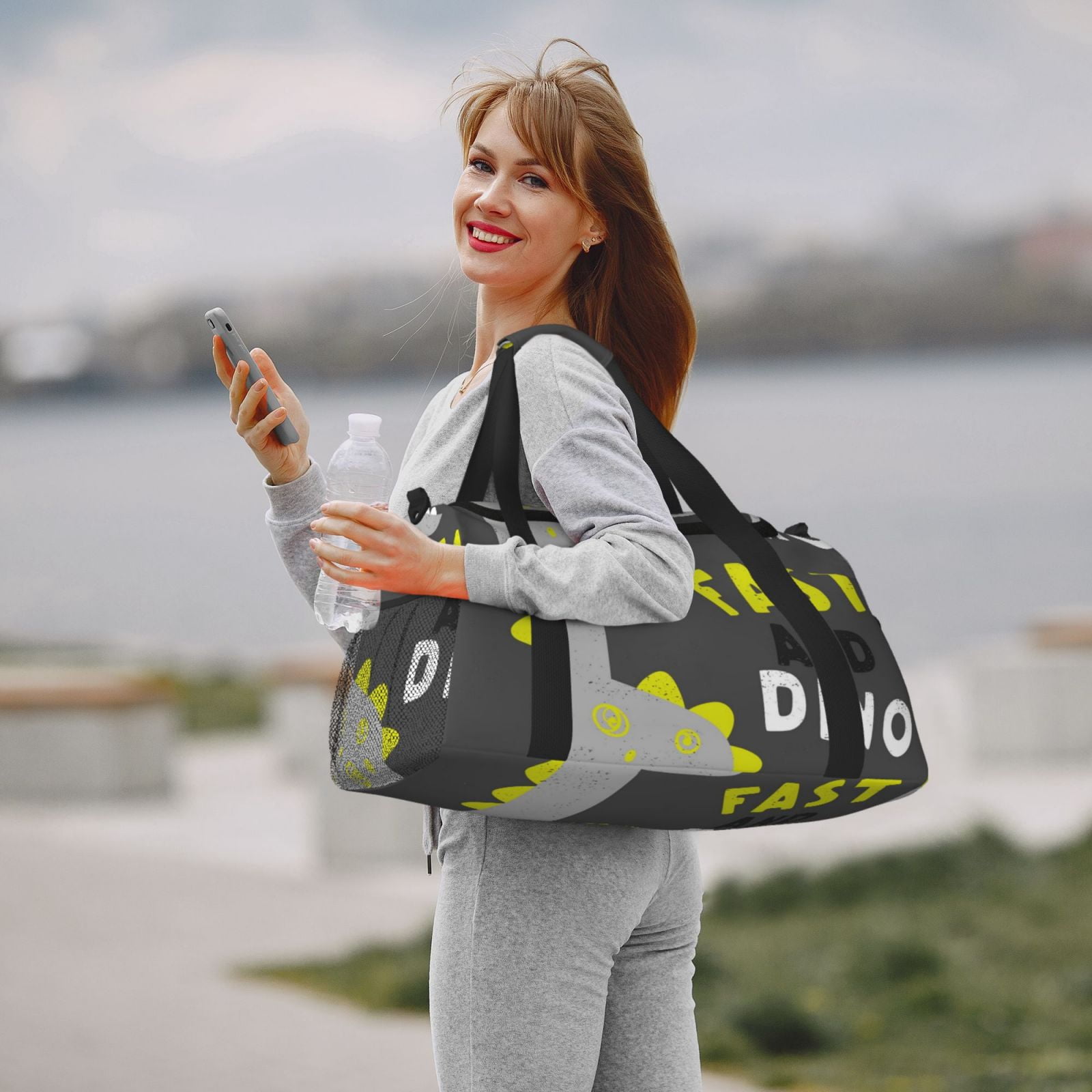 Fuzoiu Cute Dinosaur Print Travel Duffle Bag,Carry On Tote Bags,Duffel Bag,Sport Gym Bag, Hospital Bag for Labor and Delivery, Overnight Bag,Luggage Bag
