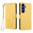 thumbnail image 2 of Wallet Leather Case For Samsung Galaxy S25 5G 6.2",with Card Holder,wristband, Shockproof Kickstand Embossed Love Cat Phone Case,Yellow,For Galaxy S25 (5G), 2 of 8